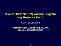 9valent HPV 9vHPV vaccine program key results  Part II