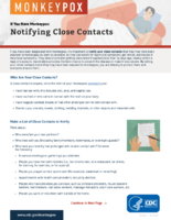 If You Have Monkeypox Notifying Close Contacts 2022