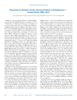 Disparities in Diabetes Deaths Among Children and Adolescents  United States 20002014