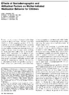 Effects Of Sociodemographic And Attitudinal Factors On MotherInitiated Medication Behavior For Children