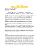 Evaluating patients for possible Ebola virus disease  recommendations for healthcare personnel and health officials