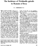 The Incidence Of Trichinella Spiralis In Humans Of Iowa
