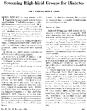 Screening HighYield Groups For Diabetes