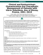 Clinical and Epidemiologic Characteristics and Therapeutic Management of Patients with Vibrio Infections Bay of Biscay France 20012019