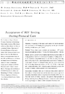 Acceptance of HIV testing during prenatal care Perinatal Guidelines Evaluation Project
