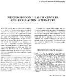 Neighborhood health centers and evaluation literature a selected annotated bibliography