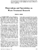 Observations and speculation on waste treatment research