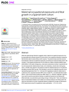 Maternal occupational exposures and fetal growth in a Spanish birth cohort