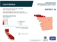 CA Congressional District 48 Heart Disease and Federally Qualified Health Centers Map 118th Congress