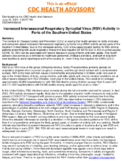 Increased interseasonal respiratory syncytial virus RSV activity in parts of the southern United States