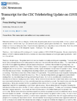 CDC Media Telebriefing Update on COVID19 For Immediate Release Tuesday Feb 25 2020