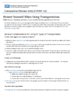 Protect Yourself When Using Transportation Public Transit Rideshares and Taxis MicroMobility Devices and Personal Vehicles May 26 2020
