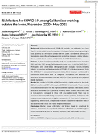 Risk Factors for COVID19 Among Californians Working Outside the Home November 2020  May 2021
