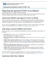 Help Stop the Spread of COVID19 in Children Tips to Protect Children During a COVID19 Outbreak May 20 2020