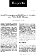 Steroid contraception and its effects on lactation are a public health dilemma