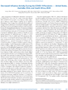 Decreased Influenza Activity During the COVID19 Pandemic  US Australia Chile and South Africa 2020