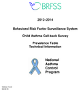 20122014 Behavioral Risk Factor Surveillance System Child Asthma Callback Survey Prevalence TableTechnical Information