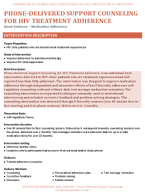 PHONEDELIVERED SUPPORT COUNSELING FOR HIV TREATMENT ADHERENCE