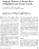 Antigenic response to booster dose of diphtheria and tetanus toxoids seven to thirteen years after primary inoculation of noninstitutionalized children