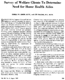 Survey of welfare clients to determine need for home health aides