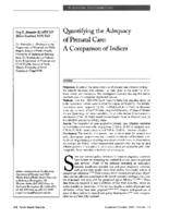 Quantifying the adequacy of prenatal care a comparison of indices
