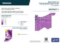 IN Congressional District 01 Stroke and Federally Qualified Health Centers Map 119th Congress