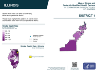 IL Congressional District 01 Stroke and Federally Qualified Health Centers Map 119th Congress