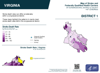 VA Congressional District 01 Stroke and Federally Qualified Health Centers Map 119th Congress