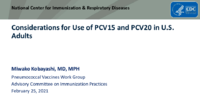 Considerations for use of PCV15 and PCV20 in US adults