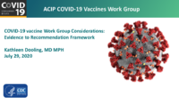 COVID19 vaccine Work Group considerations  evidence to recommendation framework