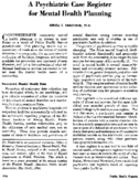 A Psychiatric Case Register For Mental Health Planning