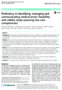 Proficiency in identifying managing and communicating medical errors feasibility and validity study assessing two core competencies