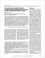 A case study in innovative outreachcombining training research and technology transfer to address realworld problems