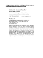 Judgment and Decision Making Under Stress An Overview for Emergency Managers