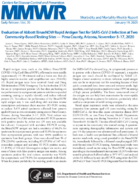Evaluation of Abbott BinaxNOW Rapid Antigen Test for SARSCoV2 Infection at Two Communitybased Testing Sites  Pima County Arizona November 317 2020