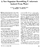 A new organism resembling P tularensis isolated from water