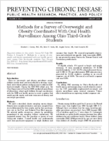 Methods for a Survey of Overweight and Obesity Coordinated With Oral Health Surveillance Among Ohio ThirdGrade Students