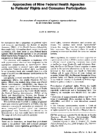 Approaches Of Nine Federal Health Agencies To Patients Rights And Consumer Participation An Overview Of Responses Of Agency Representatives To An Interview Survey