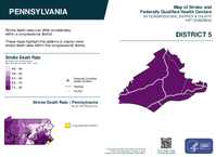 PA Congressional District 05 Stroke and Federally Qualified Health Centers Map 119th Congress