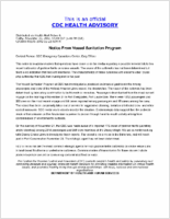 Notice from Vessel Sanitation Program