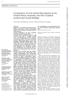 Comparison of Work Related Fatal Injuries in the United States Australia and New Zealand Method and Overall Findings