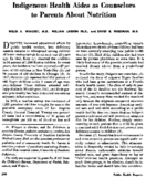 Indigenous Health Aides As Counselors To Parents About Nutrition