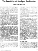 The feasibility of smallpox eradication