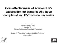 Costeffectiveness of 9valent HPV vaccination for persons who have completed an HPV vaccination series
