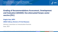 Grading of Recommendations Assessment Development and Evaluation GRADE live attenuated herpes zoster vaccine ZVL