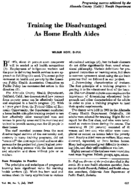 Training The Disadvantaged As Home Health Aides