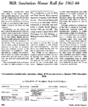 Milk Sanitation Honor Roll For 196566