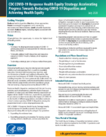 CDC COVID19 response health equity strategy accelerating progress towards reducing COVID19 disparities and achieving health equity  July 2020