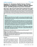 Gauging US Emergency Medical Services Workers Willingness to Respond to Pandemic Influenza Using a Threat and EfficacyBased Assessment Framework