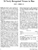 70 newly recognized viruses in man